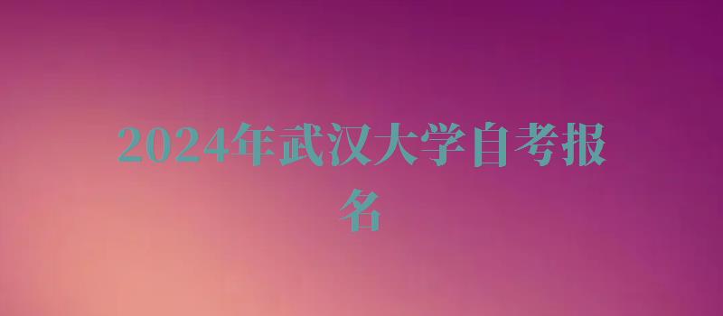 2024年武漢大學自考報名