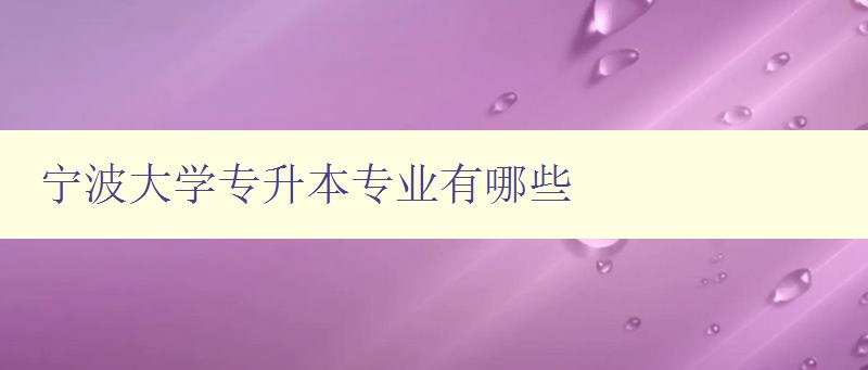 寧波大學專升本專業有哪些 寧波大學專升本專業有哪些