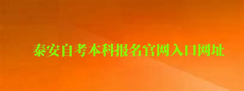 泰安自考本科報名官網入口網址