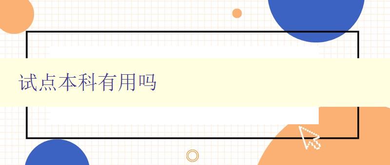 試點本科有用嗎 探討試點本科的優缺點及其實際意義 試點本科有用嗎 探討試點本科的優缺點及其實際意義