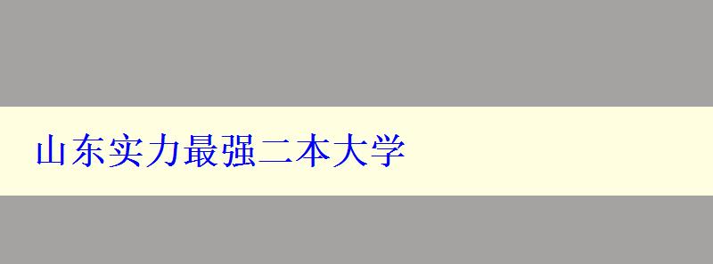 山東實力最強二本大學