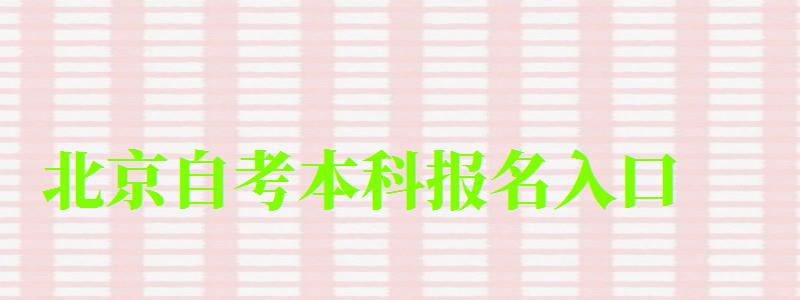 北京自考本科報名入口