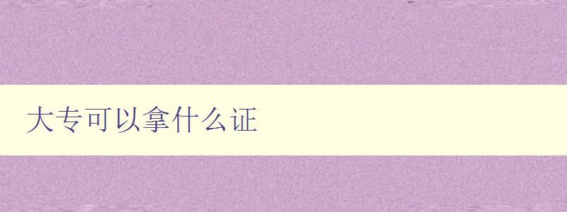 大專可以拿什么證