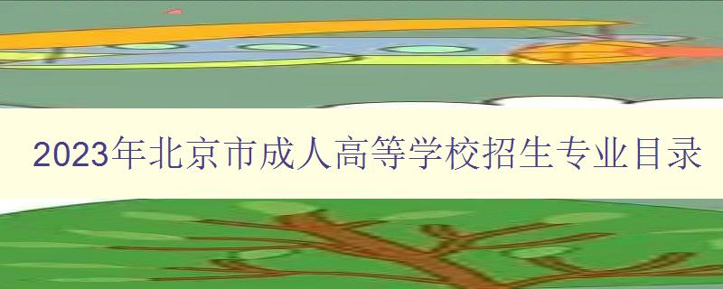2023年北京市成人高等學校招生專業(yè)目錄 2023年北京市成人高等學校招生專業(yè)目錄