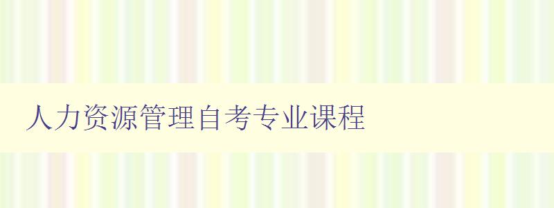 人力資源管理自考專業(yè)課程 探究人力資源管理的理論與實(shí)踐