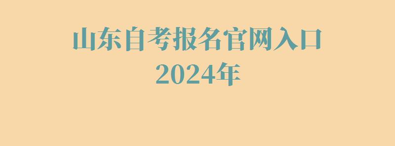 山東自考報名官網入口2024年
